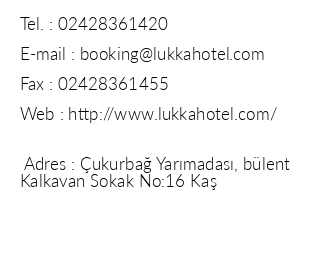 Lukka Exclusive Hotel iletiim bilgileri